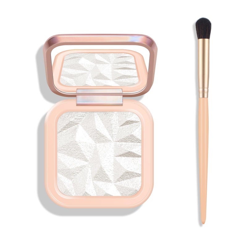KYDA Face Highlighter Palette High Glossy Pearl White Face Illuminator Palette Natural Shimmer Smooth Baked Highlighter Makeup Lasting Sparkling Baked Pressed Powder PEARL